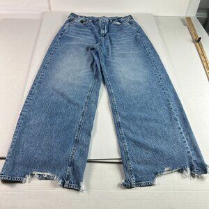 American Eagle Jeans Women's 33x29* High Rise Baggy Wide Leg Blue Denim Tag 14R